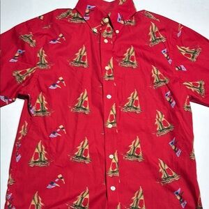 Roundtree & Yorke Red Nautical Casual Button Down Shirt Men’s Medium